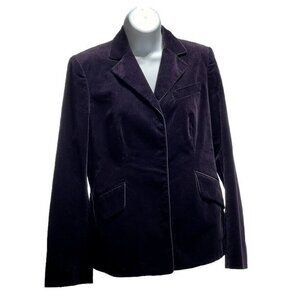 Charles Nolan Womens Velvet Blazer Jacket Size 8 Purple Cotton & Silk